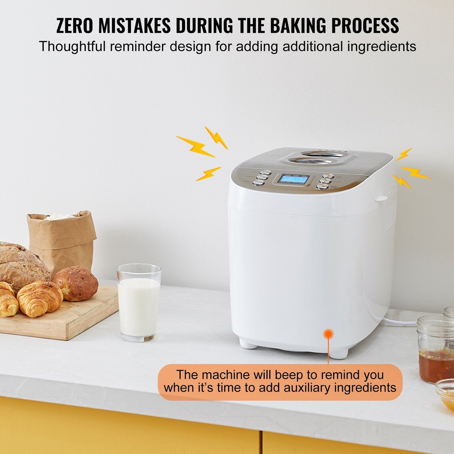 Machine à pain avec programme sans gluten, cuisson du pain complet, numérique, programmable