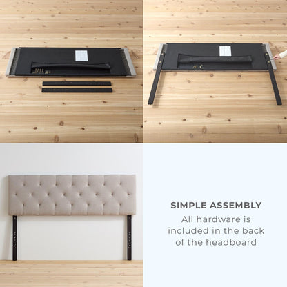 Tête de lit capitonnée réglable Brookside Kaylee, motif carré et losange