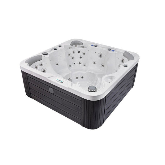 Bain à remous Buenospa Jersey 6 personnes, 46 pouces, blanc glacier, gris avec ozone et éclairage LED