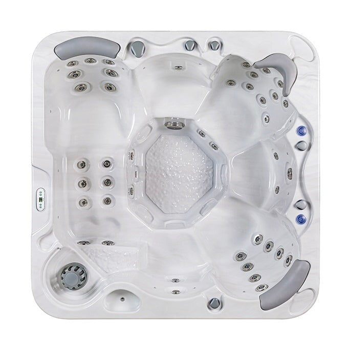 Bain à remous Buenospa Jersey 6 personnes, 46 pouces, blanc glacier, gris avec ozone et éclairage LED