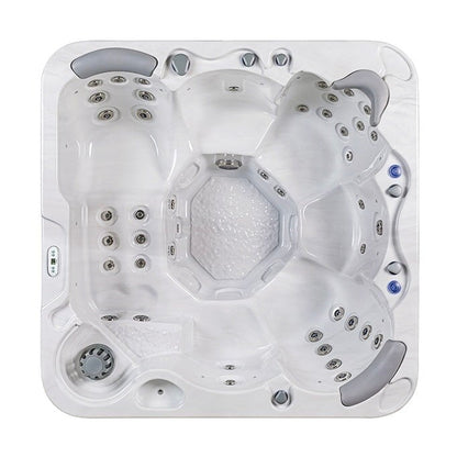 Bain à remous Buenospa Jersey 6 personnes, 46 pouces, blanc glacier, gris avec ozone et éclairage LED