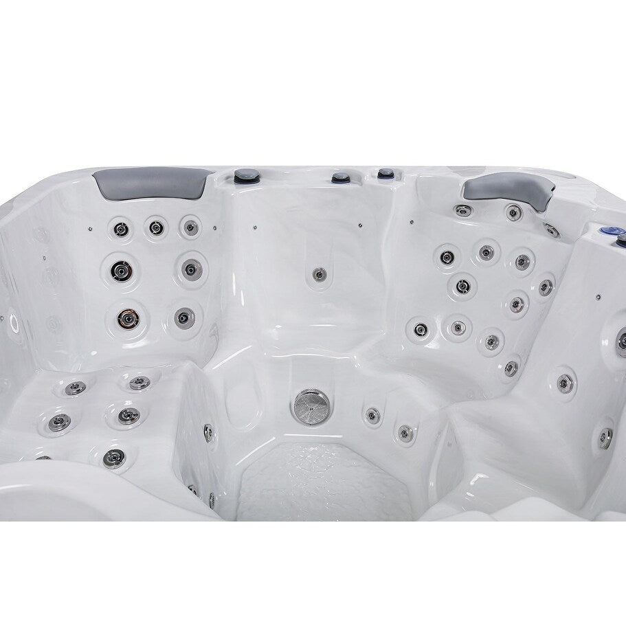 Bain à remous Buenospa Jersey 6 personnes, 46 pouces, blanc glacier, gris avec ozone et éclairage LED