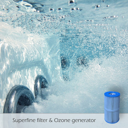 Bain à remous Buenospa Jersey 6 personnes, 46 pouces, blanc glacier, gris avec ozone et éclairage LED