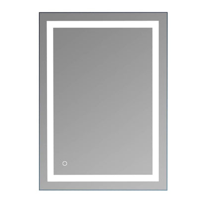 Miroir de salle de bain tactile à LED avec bande lumineuse intégrée argentée