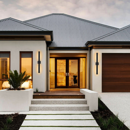 Applique murale extérieure LED en aluminium noir mat à 2 lumières C Cattleya