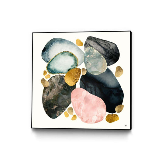 Pebble Abstract Canvas Framed Black 20x20 Wall Art|Œuvre d'art murale sur toile encadrée noire « Pebble Abstract » 20 x 20