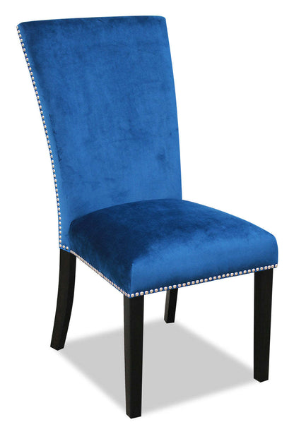 Chaise de salle à manger Cami avec tissu en velours - Bleu | Chaise de salle à manger Cami en tissu de velours - bleue