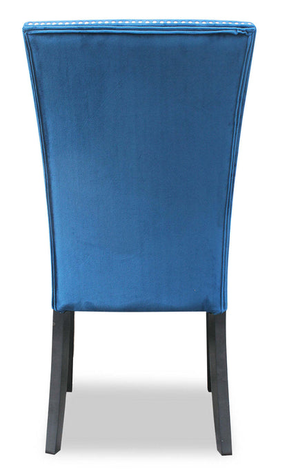 Chaise de salle à manger Cami avec tissu en velours - Bleu | Chaise de salle à manger Cami en tissu de velours - bleue