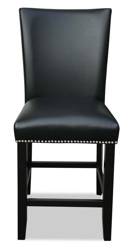 Chaise de salle à manger à hauteur de comptoir Cami avec tissu en cuir végétalien - Noir | Chaise de salle à manger Cami de hauteur comptoir en tissu en similicuir - noire