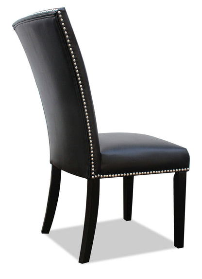 Chaise de salle à manger Cami avec tissu en cuir végétalien - Noir | Chaise de salle à manger Cami en tissu en similicuir - noire