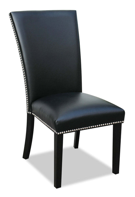 Chaise de salle à manger Cami avec tissu en cuir végétalien - Noir | Chaise de salle à manger Cami en tissu en similicuir - noire