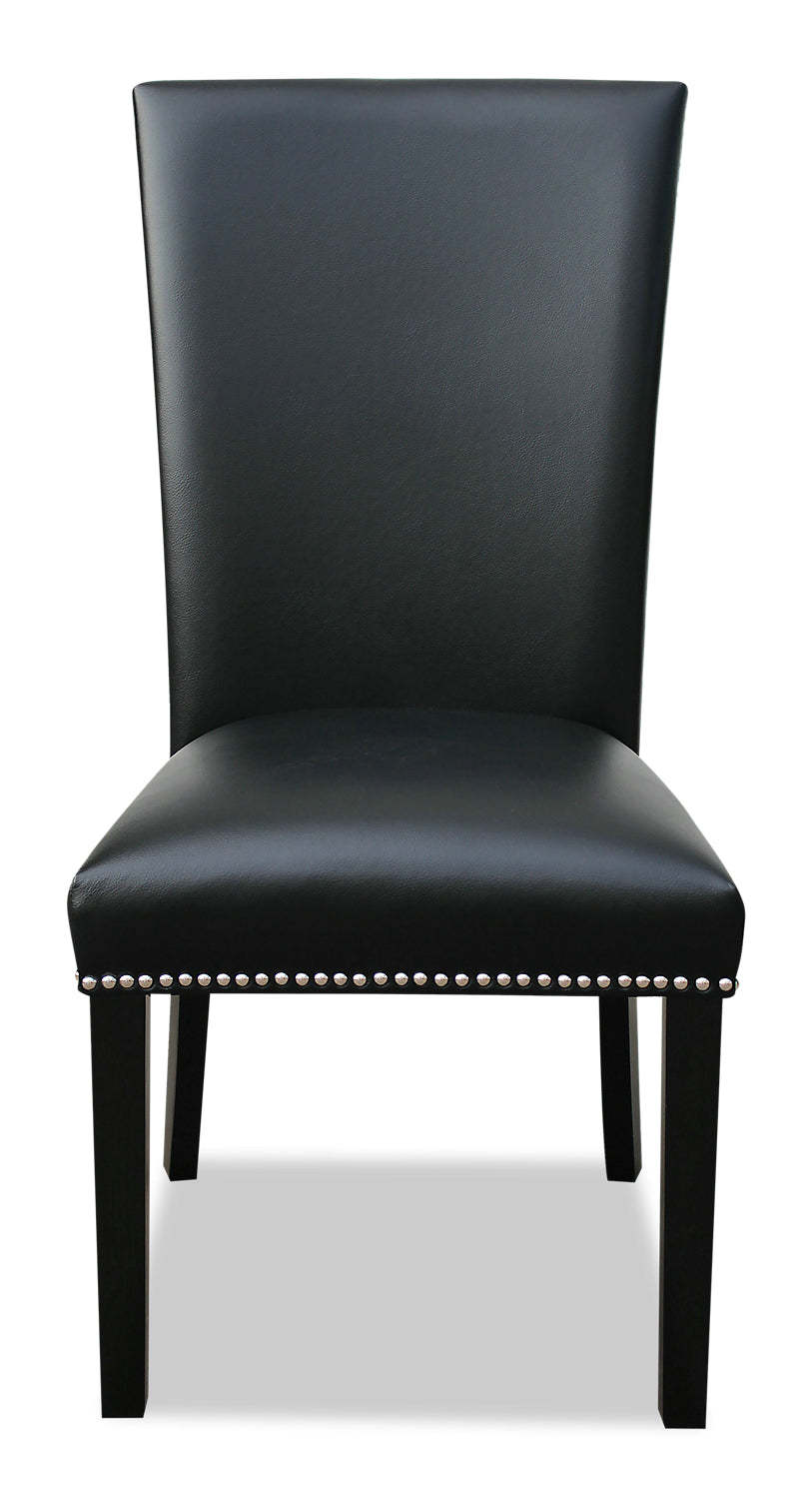Chaise de salle à manger Cami avec tissu en cuir végétalien - Noir | Chaise de salle à manger Cami en tissu en similicuir - noire