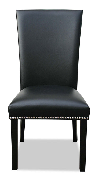 Chaise de salle à manger Cami avec tissu en cuir végétalien - Noir | Chaise de salle à manger Cami en tissu en similicuir - noire