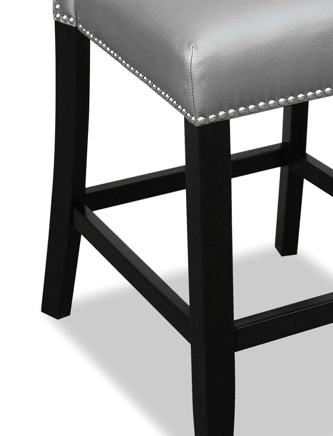 Chaise de salle à manger à hauteur de comptoir Cami avec tissu en cuir végétalien - Gris | Chaise de salle à manger Cami de hauteur comptoir en tissu en similicuir - grise