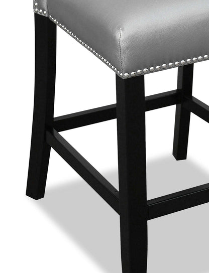 Chaise de salle à manger à hauteur de comptoir Cami avec tissu en cuir végétalien - Gris | Chaise de salle à manger Cami de hauteur comptoir en tissu en similicuir - grise