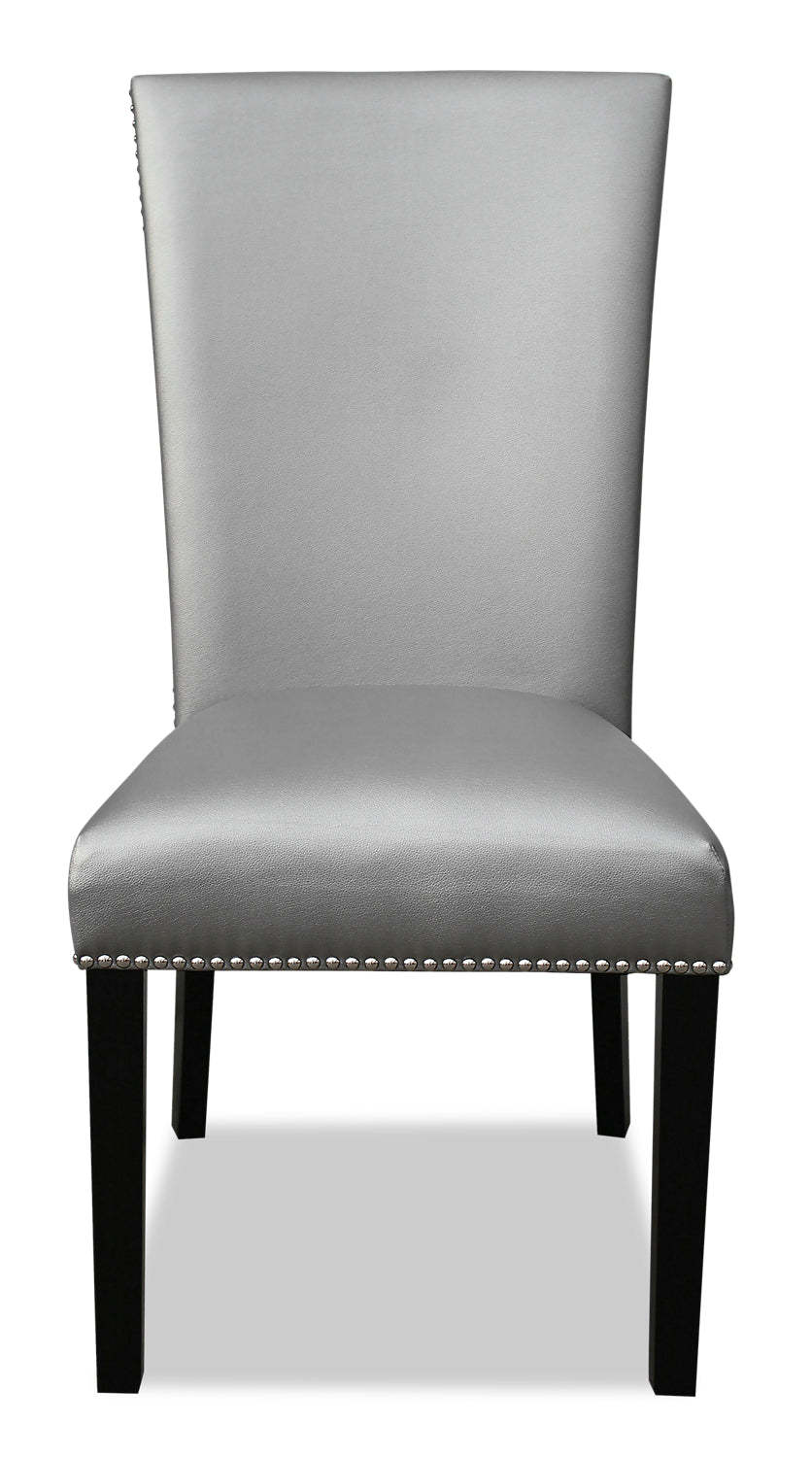 Chaise de salle à manger Cami avec tissu en cuir végétalien - Gris | Chaise de salle à manger Cami en tissu en similicuir - grise