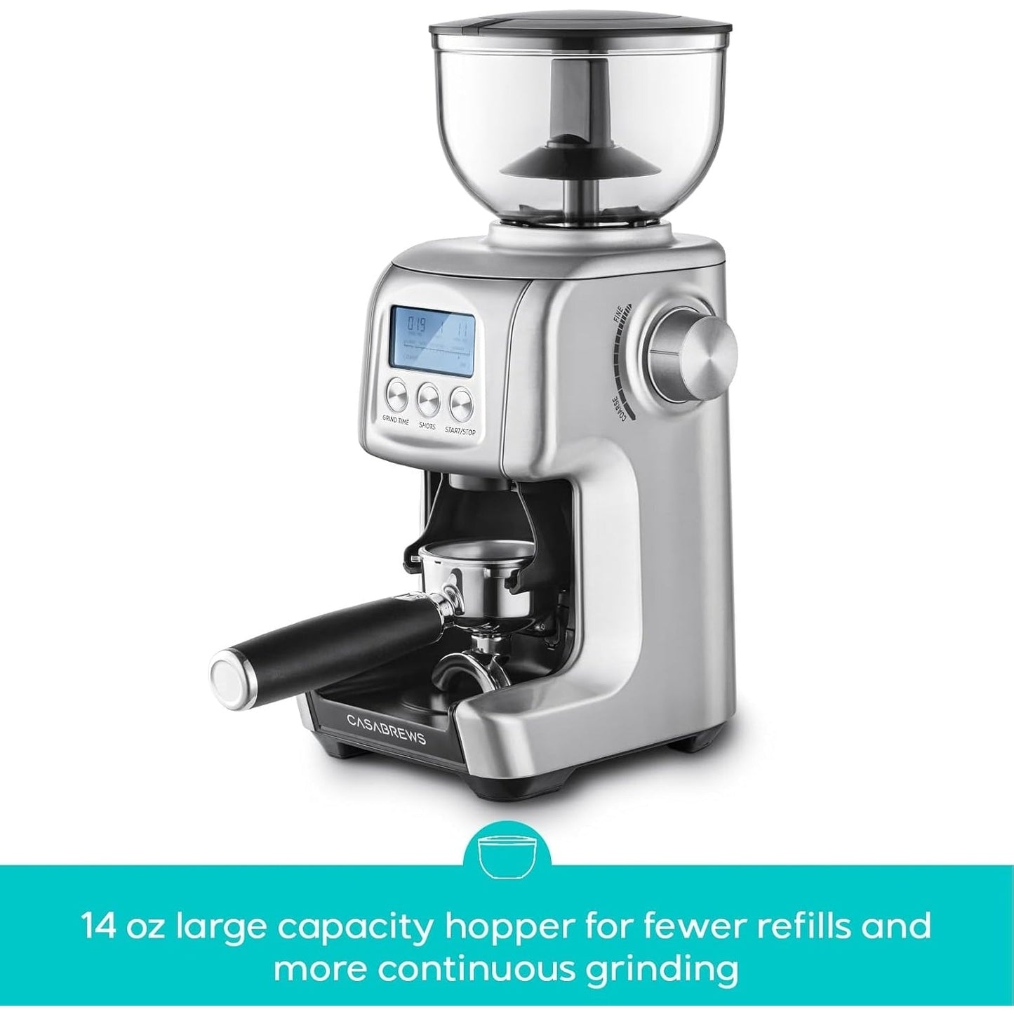 Moulin à café électrique CASABREWS Tornado à meules coniques argentées - Non disponible