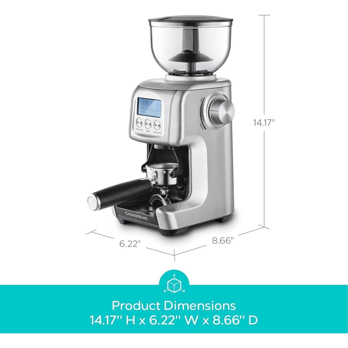 Moulin à café électrique CASABREWS Tornado à meules coniques argentées - Non disponible