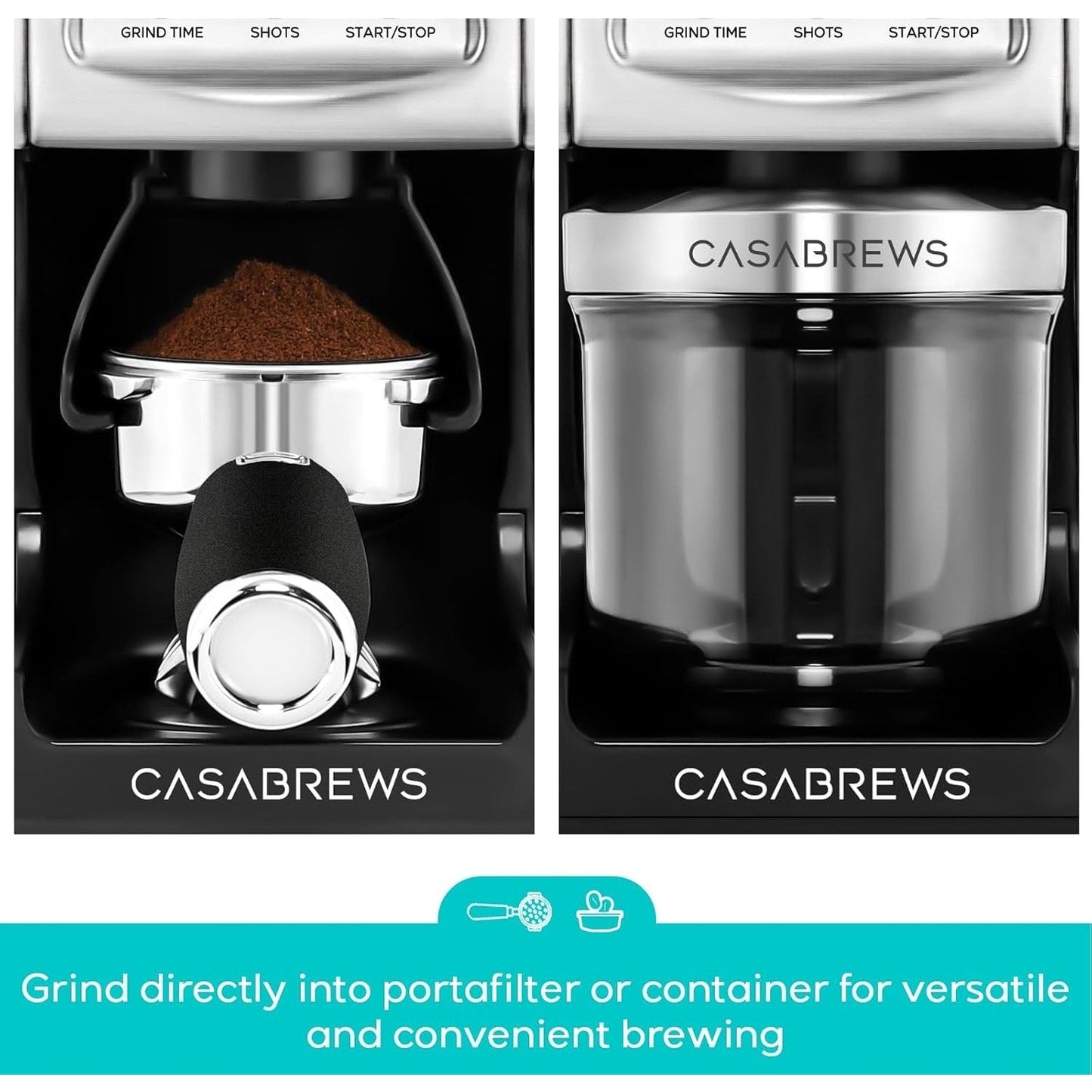 Moulin à café électrique CASABREWS Tornado à meules coniques argentées - Non disponible