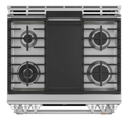 Cuisinière intelligente hybride Café de 7 pi³ avec convection européenne véritable et grilles autonettoyantes - Acier inoxydable … | Cafe 7 Cu. Ft. Smart Dual Fuel Range with True European Convection and Self Clean Racks - Stainless …