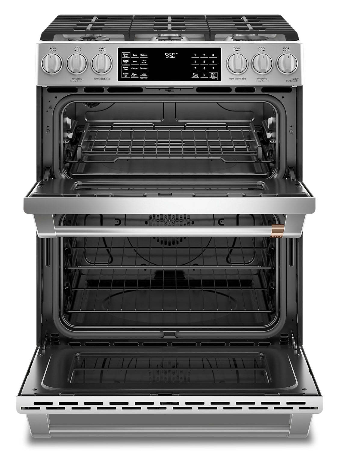 Cuisinière intelligente hybride Café de 7 pi³ avec convection européenne véritable et grilles autonettoyantes - Acier inoxydable … | Cafe 7 Cu. Ft. Smart Dual Fuel Range with True European Convection and Self Clean Racks - Stainless …