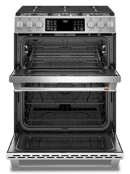 Cuisinière intelligente hybride Café de 7 pi³ avec convection européenne véritable et grilles autonettoyantes - Acier inoxydable … | Cafe 7 Cu. Ft. Smart Dual Fuel Range with True European Convection and Self Clean Racks - Stainless …