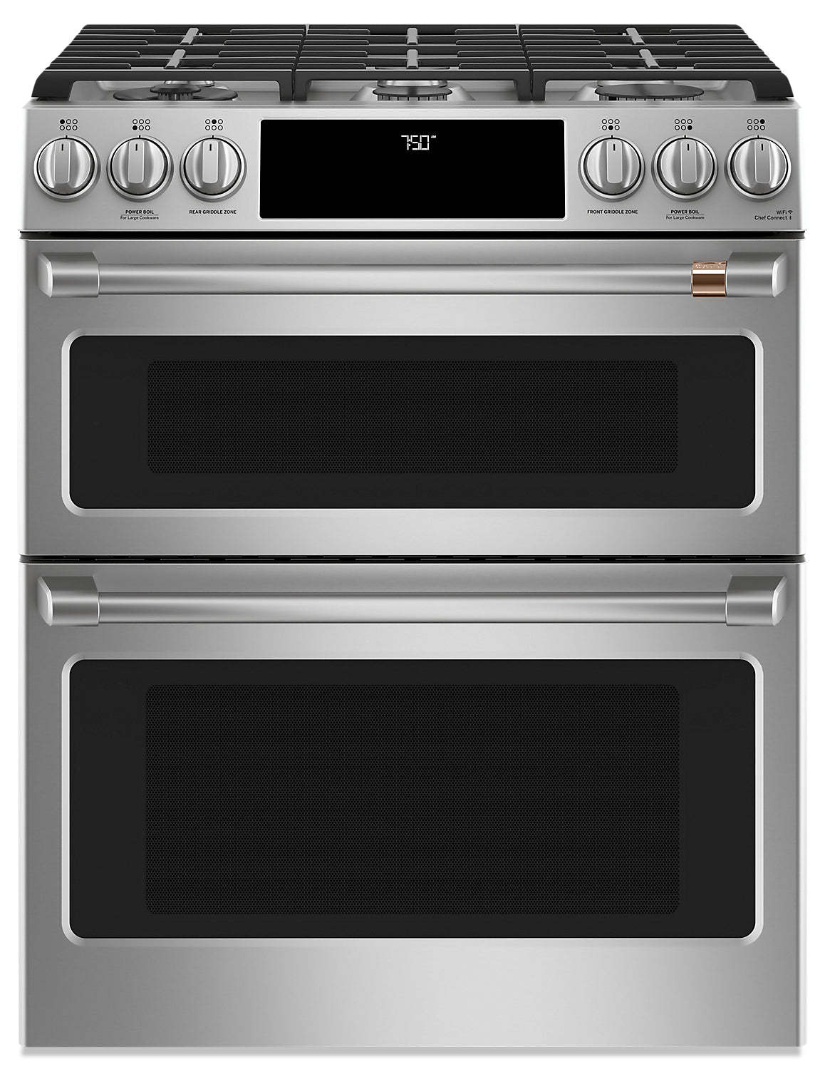 Cuisinière intelligente à gaz Café de 6,7 pi³ avec convection européenne véritable et grilles autone… | Cafe 6.7 Cu. Ft. Smart Gas Range with True European Convection and Self Clean Racks - Stainless Stee…