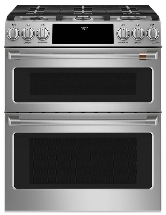 Cuisinière intelligente à gaz Café de 6,7 pi³ avec convection européenne véritable et grilles autone… | Cafe 6.7 Cu. Ft. Smart Gas Range with True European Convection and Self Clean Racks - Stainless Stee…