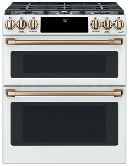Cuisinière intelligente à gaz Café de 6,7 pi³ avec convection européenne véritable et grilles autone…