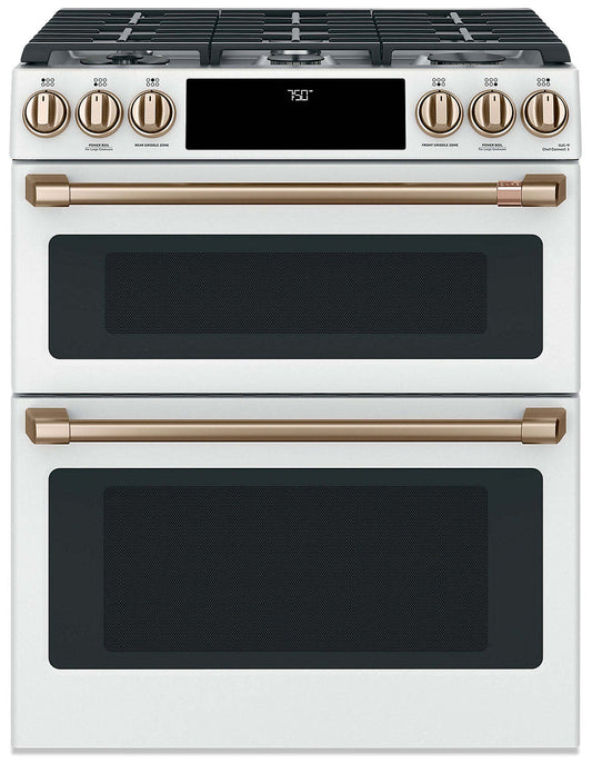 Cuisinière intelligente à gaz Café de 6,7 pi³ avec convection européenne véritable et grilles autone…