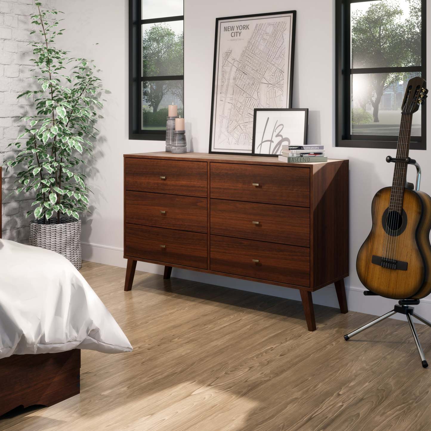 Commode Milo 6 tiroirs - Cerisier|Commode Milo à 6 tiroirs - cerisier