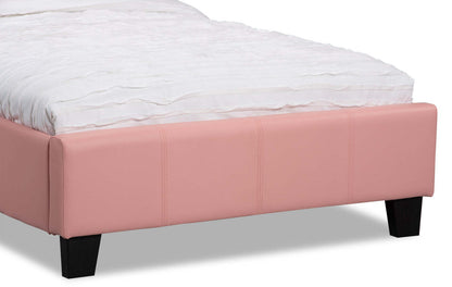 Lit rembourré Chase en tissu de cuir végétalien rose - Taille simple | Lit rembourré Chase en tissu de cuir végétalien rose - format lit simple