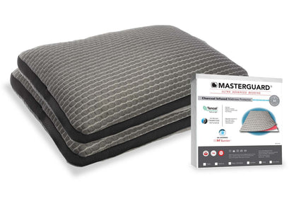 Masterguard® Housse de matelas en charbon pour lit queen avec 2 oreillers queen | Ensemble de sommeil MasterguardMD avec charbon pour grand lit | CHARBONQPKG