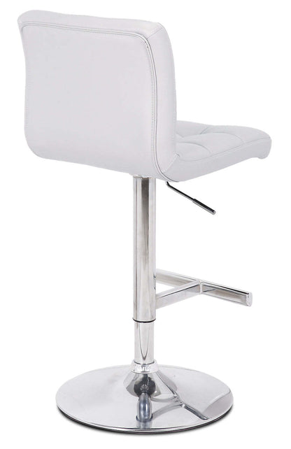 Tabouret de bar Cruz avec siège pivotant et réglable, tissu en cuir végétalien, métal - Blanc | Tabouret de bar Cruz en tissu de cuir végétalien et en métal avec siège pivotant et réglable - blanc