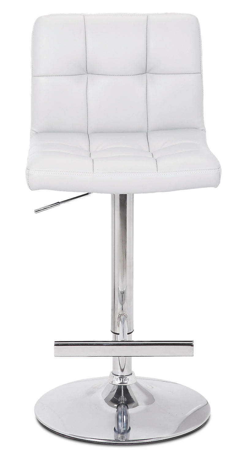 Tabouret de bar Cruz avec siège pivotant et réglable, tissu en cuir végétalien, métal - Blanc | Tabouret de bar Cruz en tissu de cuir végétalien et en métal avec siège pivotant et réglable - blanc