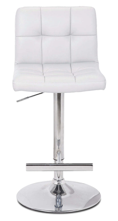 Tabouret de bar Cruz avec siège pivotant et réglable, tissu en cuir végétalien, métal - Blanc | Tabouret de bar Cruz en tissu de cuir végétalien et en métal avec siège pivotant et réglable - blanc