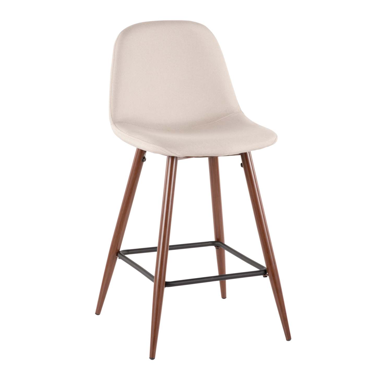 LumiSource Pebble Beige Fabric Mid-Century Modern Counter-Height Stool - Set of 2|Tabouret moderne du milieu du 20e siècle Pebble de hauteur comptoir en tissu beige - ensemble de 2