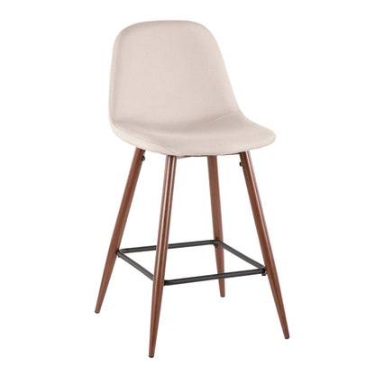LumiSource Pebble Beige Fabric Mid-Century Modern Counter-Height Stool - Set of 2|Tabouret moderne du milieu du 20e siècle Pebble de hauteur comptoir en tissu beige - ensemble de 2