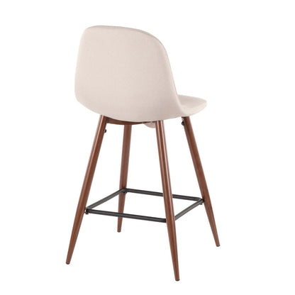LumiSource Pebble Beige Fabric Mid-Century Modern Counter-Height Stool - Set of 2|Tabouret moderne du milieu du 20e siècle Pebble de hauteur comptoir en tissu beige - ensemble de 2