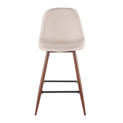 LumiSource Pebble Beige Fabric Mid-Century Modern Counter-Height Stool - Set of 2|Tabouret moderne du milieu du 20e siècle Pebble de hauteur comptoir en tissu beige - ensemble de 2