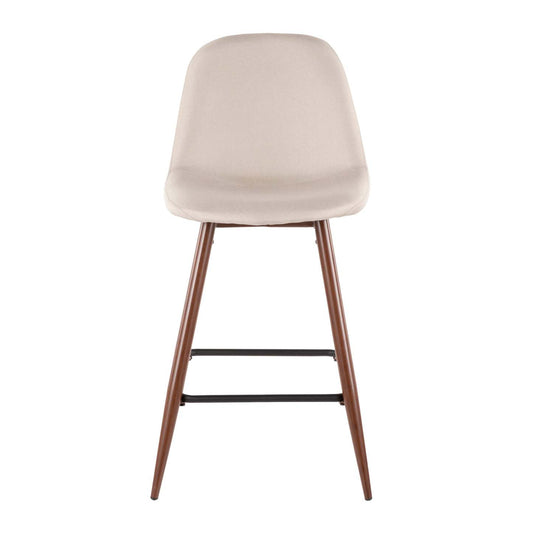LumiSource Pebble Beige Fabric Mid-Century Modern Counter-Height Stool - Set of 2|Tabouret moderne du milieu du 20e siècle Pebble de hauteur comptoir en tissu beige - ensemble de 2