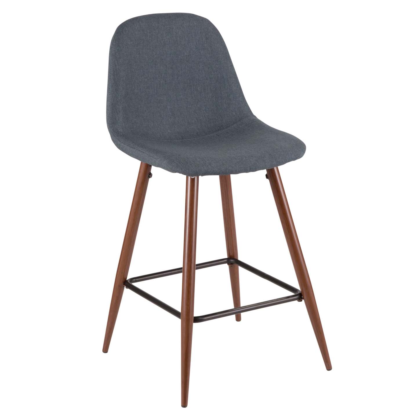 LumiSource Pebble Blue Fabric Mid-Century Modern Counter-Height Stool - Set of 2|Tabouret moderne du milieu du 20e siècle Pebble de hauteur comptoir en tissu bleu - ensemble de 2