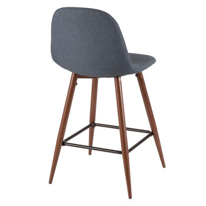LumiSource Pebble Blue Fabric Mid-Century Modern Counter-Height Stool - Set of 2|Tabouret moderne du milieu du 20e siècle Pebble de hauteur comptoir en tissu bleu - ensemble de 2
