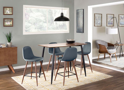 LumiSource Pebble Blue Fabric Mid-Century Modern Counter-Height Stool - Set of 2|Tabouret moderne du milieu du 20e siècle Pebble de hauteur comptoir en tissu bleu - ensemble de 2