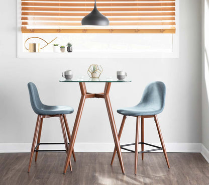 LumiSource Pebble Blue Fabric Mid-Century Modern Counter-Height Stool - Set of 2|Tabouret moderne du milieu du 20e siècle Pebble de hauteur comptoir en tissu bleu - ensemble de 2