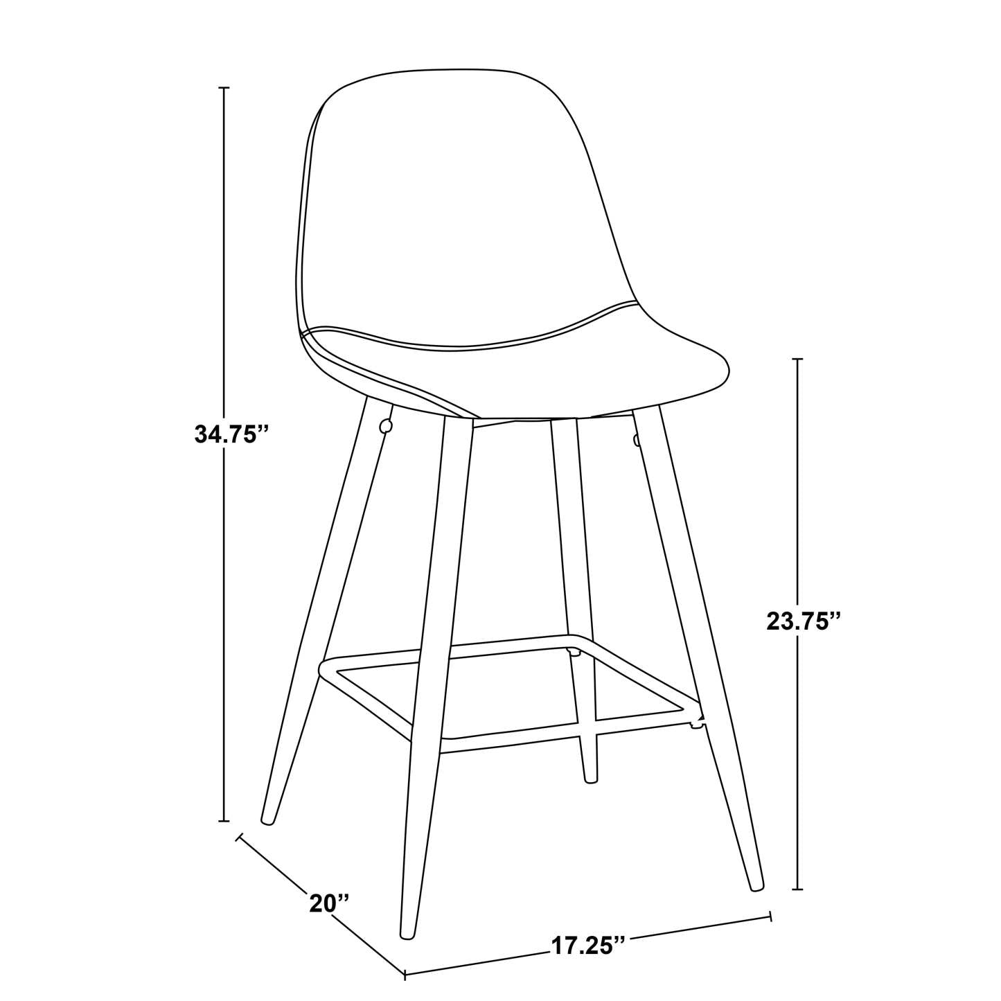 LumiSource Pebble Blue Fabric Mid-Century Modern Counter-Height Stool - Set of 2|Tabouret moderne du milieu du 20e siècle Pebble de hauteur comptoir en tissu bleu - ensemble de 2