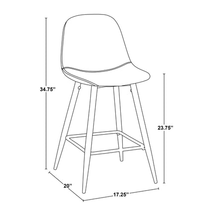 LumiSource Pebble Blue Fabric Mid-Century Modern Counter-Height Stool - Set of 2|Tabouret moderne du milieu du 20e siècle Pebble de hauteur comptoir en tissu bleu - ensemble de 2