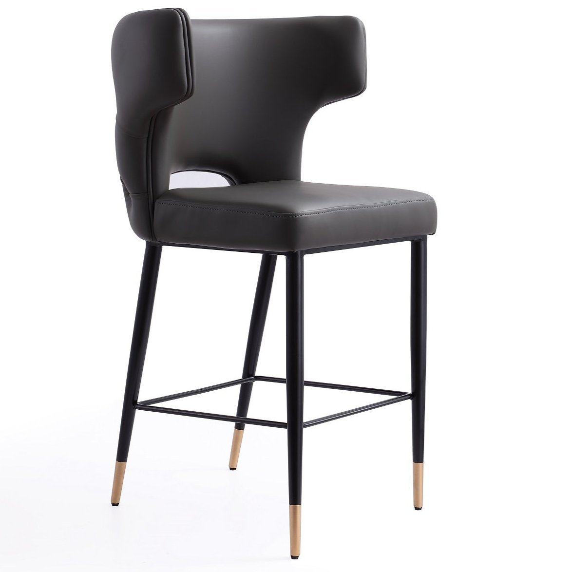 Manhattan Comfort Holguin 37 Counter Height Barstool with Tufted Back Buttons - Gris|Tabouret bar Holguin de Manhattan Comfort de hauteur comptoir de 37 po avec dossier capitonné - gris