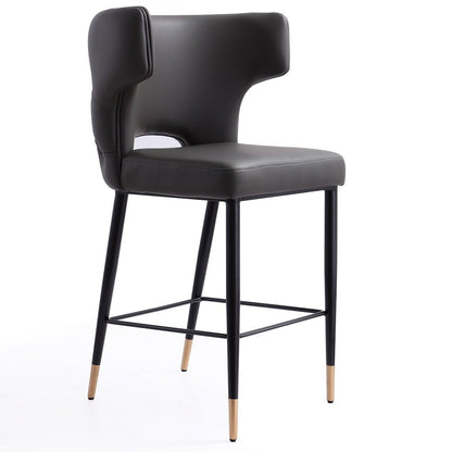 Manhattan Comfort Holguin 37 Counter Height Barstool with Tufted Back Buttons - Gris|Tabouret bar Holguin de Manhattan Comfort de hauteur comptoir de 37 po avec dossier capitonné - gris