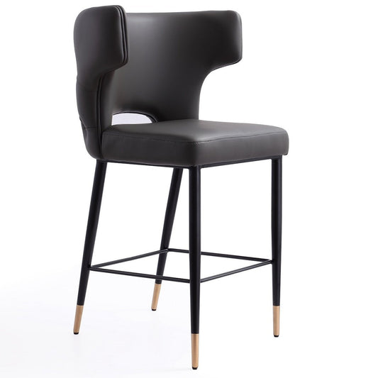 Manhattan Comfort Holguin 37 Counter Height Barstool with Tufted Back Buttons - Gris|Tabouret bar Holguin de Manhattan Comfort de hauteur comptoir de 37 po avec dossier capitonné - gris